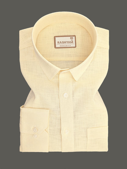 Italian Linen Noventia Butter Yellow Formal Shirt