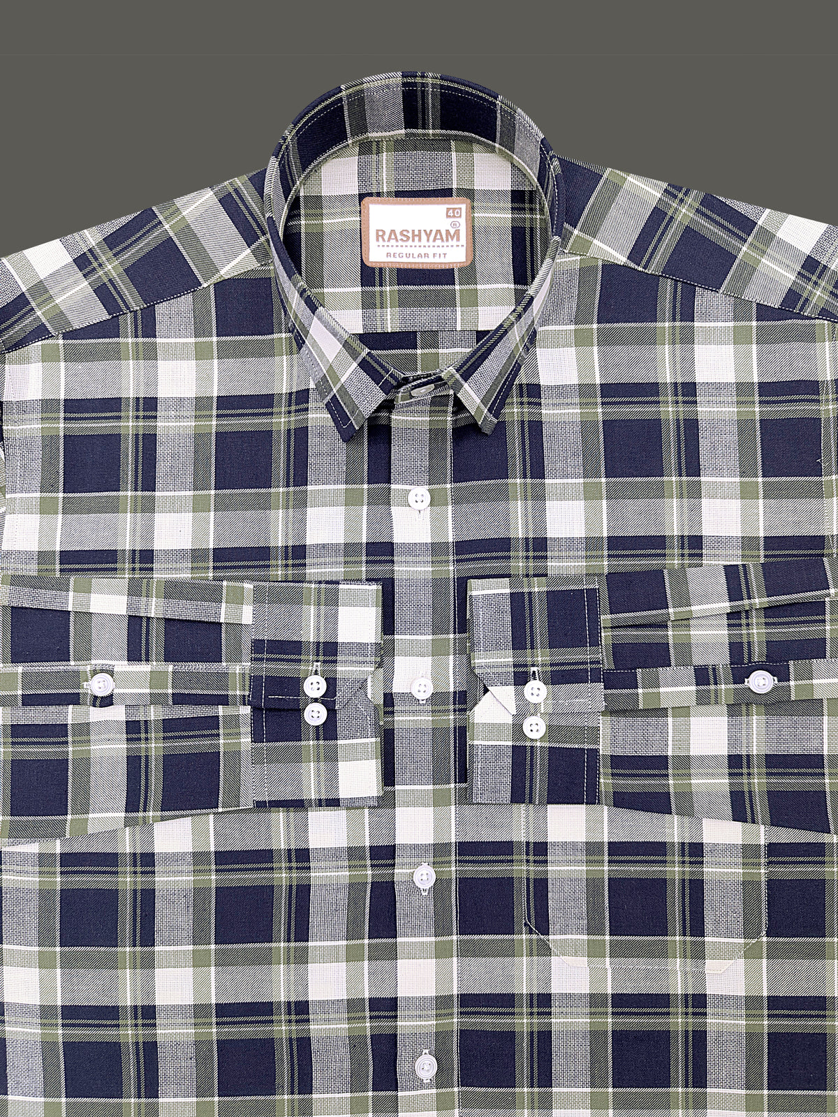 Oxford Cotton Cherasco Indigo Checkered Formal Shirt