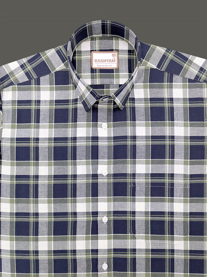 Oxford Cotton Cherasco Indigo Checkered Formal Shirt