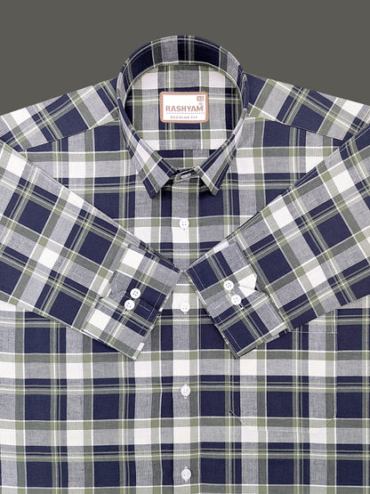Oxford Cotton Cherasco Indigo Checkered Formal Shirt