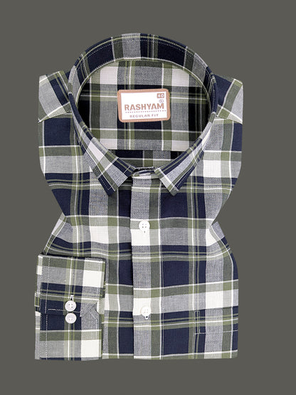 Oxford Cotton Cherasco Indigo Checkered Formal Shirt