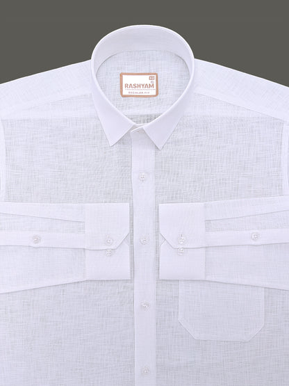 Italian Linen Noventia Natural White Formal Shirt