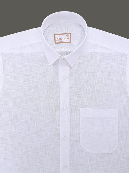 Italian Linen Noventia Natural White Formal Shirt