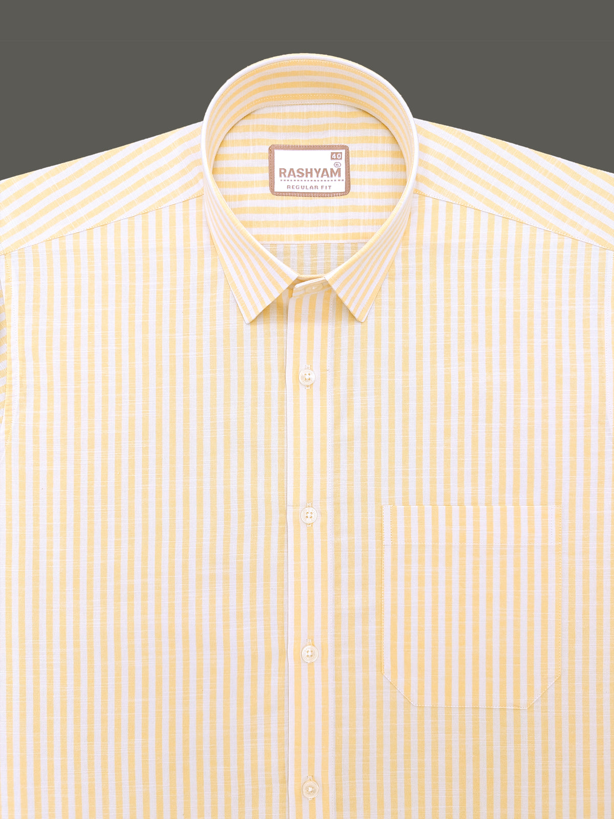 Italian Linen Elowen Yellow Line On White Formal Shirt
