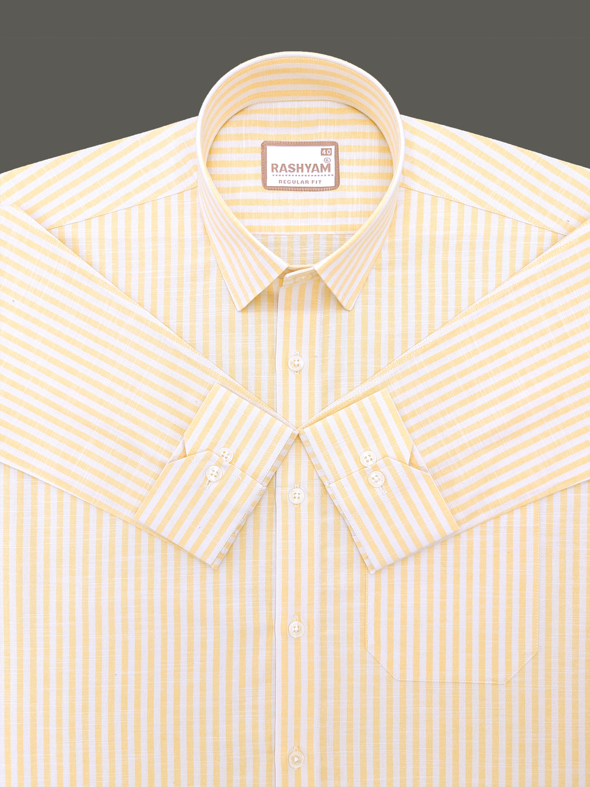 Italian Linen Elowen Yellow Line On White Formal Shirt