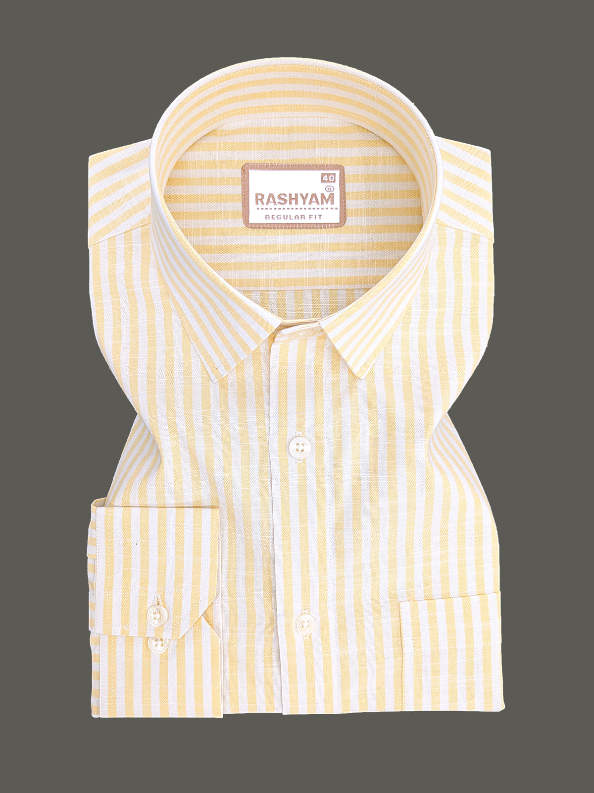 Italian Linen Elowen Yellow Line On White Formal Shirt