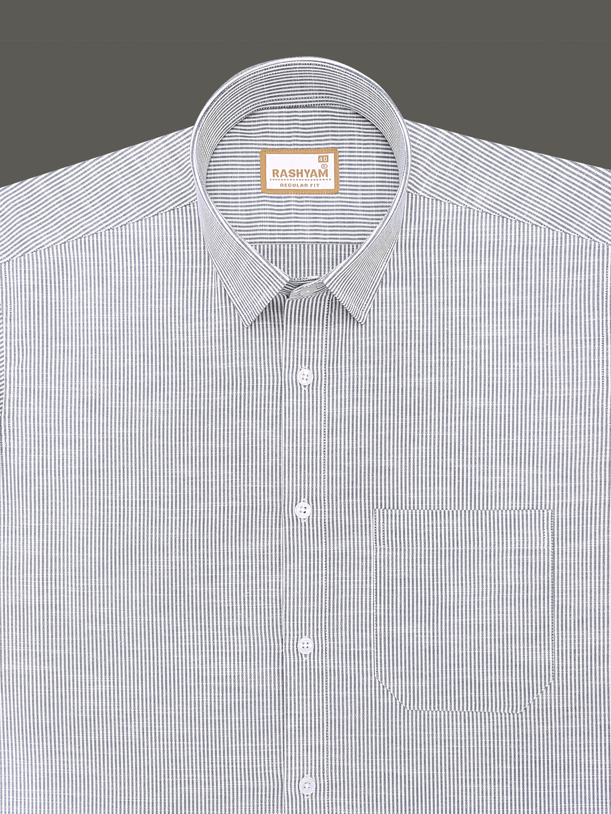 Italian Linen Elowen Navy Multistripe On White Formal Shirt