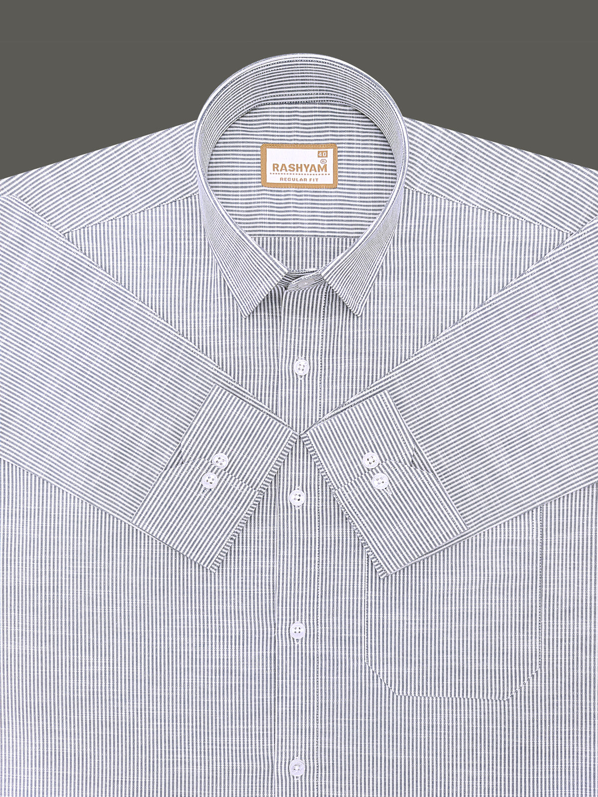 Italian Linen Elowen Navy Multistripe On White Formal Shirt