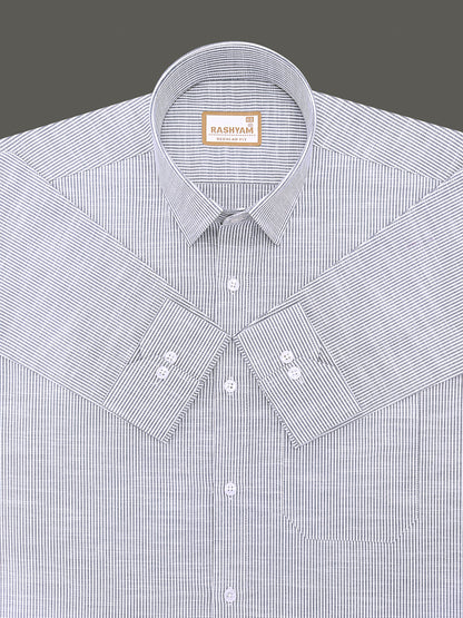 Italian Linen Elowen Navy Multistripe On White Formal Shirt