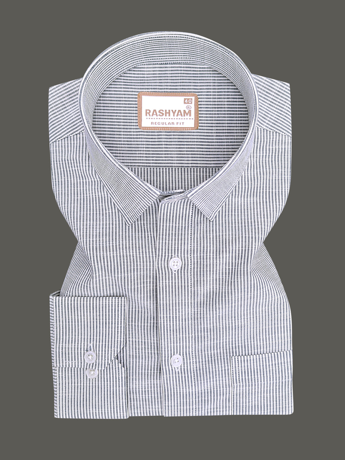 Italian Linen Elowen Navy Multistripe On White Formal Shirt