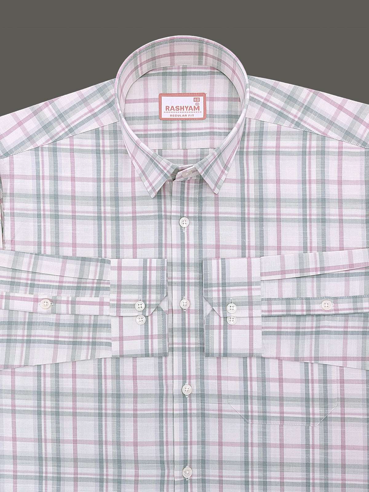 Italian Linen Cotton Cherasco Lime Green Burgundy Checkered Formal Shirt