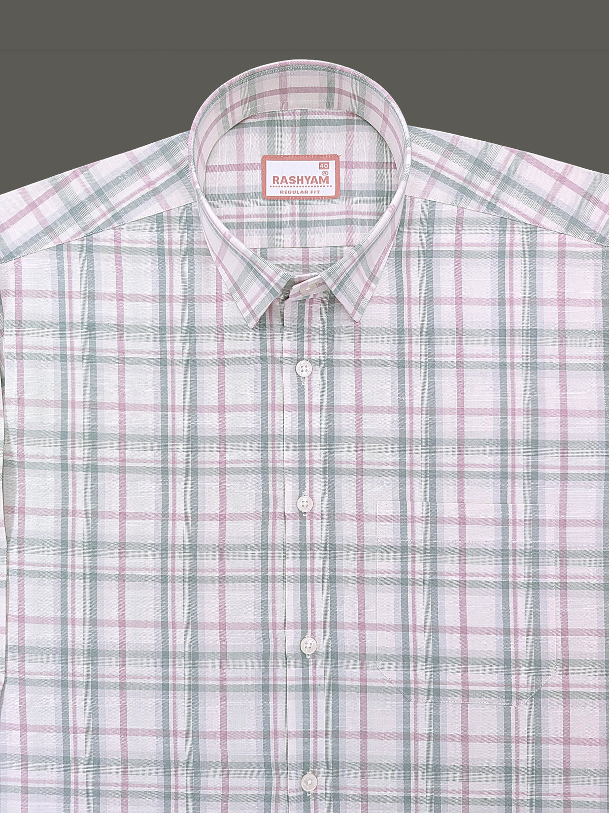 Italian Linen Cotton Cherasco Lime Green Burgundy Checkered Formal Shirt