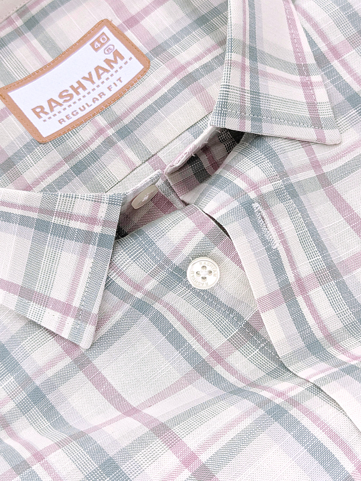 Italian Linen Cotton Cherasco Lime Green Burgundy Checkered Formal Shirt