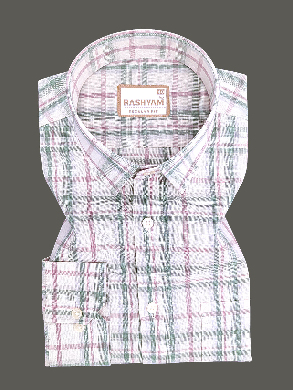Italian Linen Cotton Cherasco Lime Green Burgundy Checkered Formal Shirt