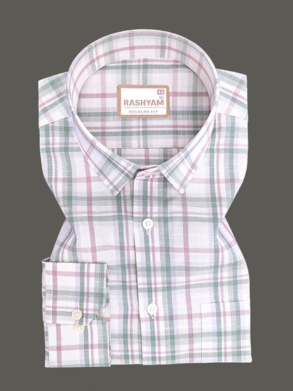 Italian Linen Cotton Cherasco Lime Green Burgundy Checkered Formal Shirt