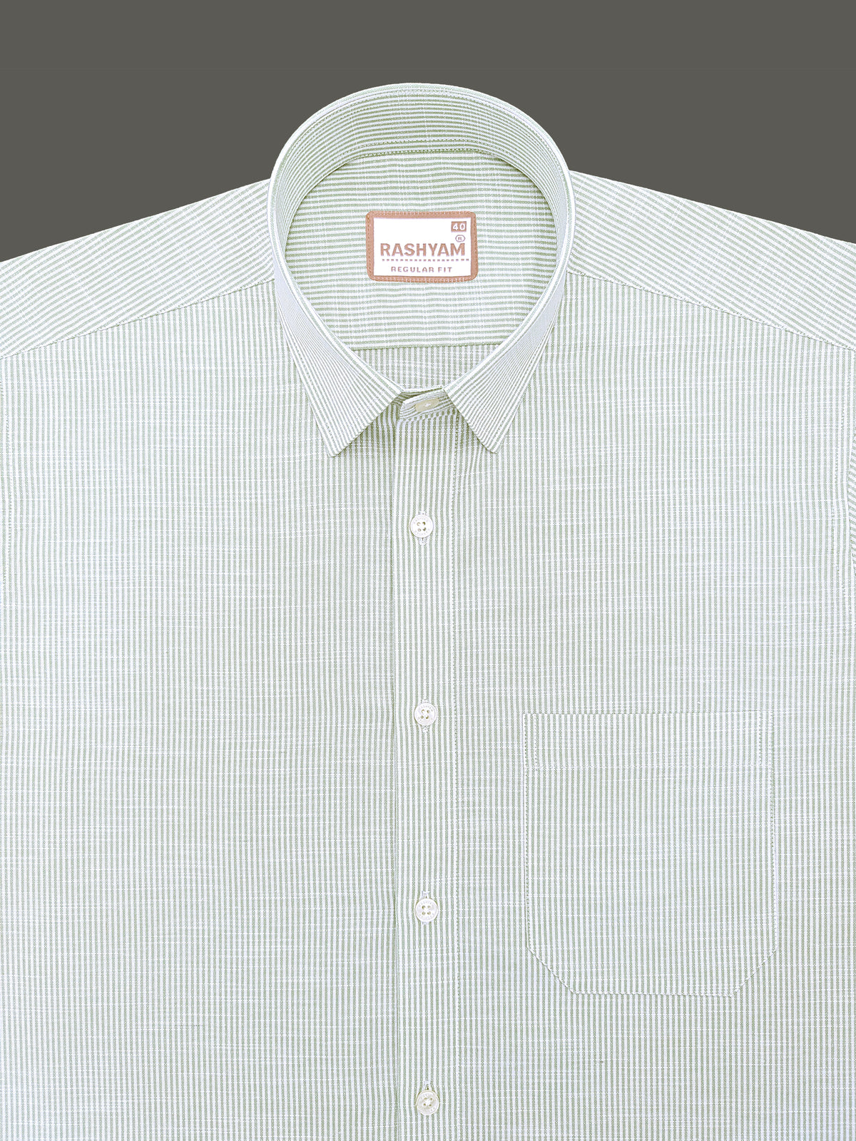 Italian Linen Elowen Avocado Multistrip On White Formal Shirt