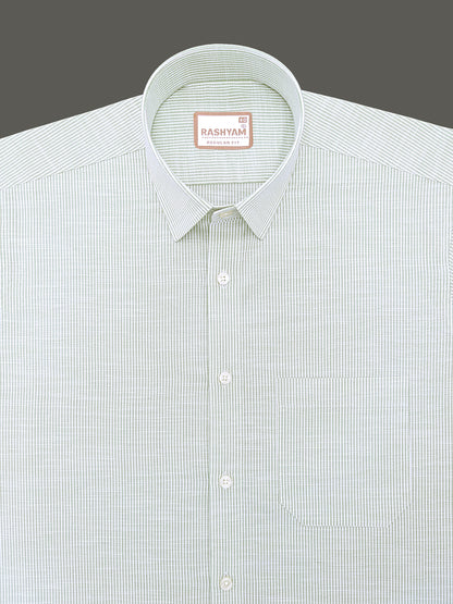 Italian Linen Elowen Avocado Multistrip On White Formal Shirt