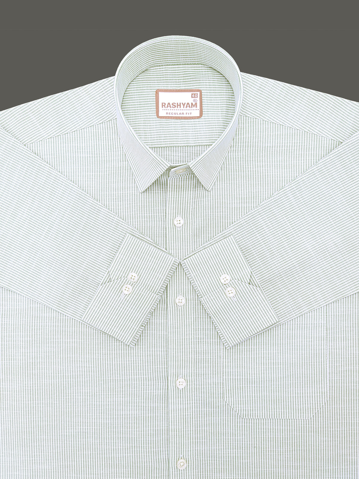 Italian Linen Elowen Avocado Multistrip On White Formal Shirt