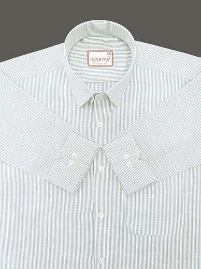 Italian Linen Elowen Avocado Multistrip On White Formal Shirt