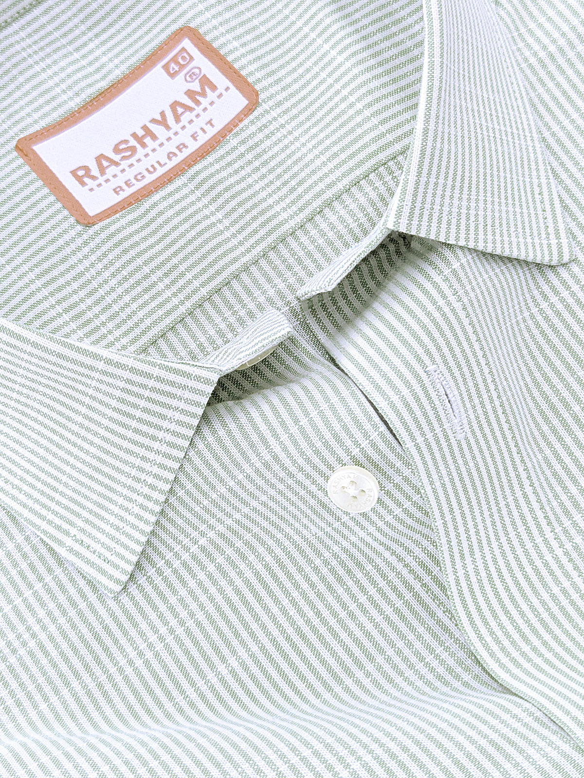 Italian Linen Elowen Avocado Multistrip On White Formal Shirt