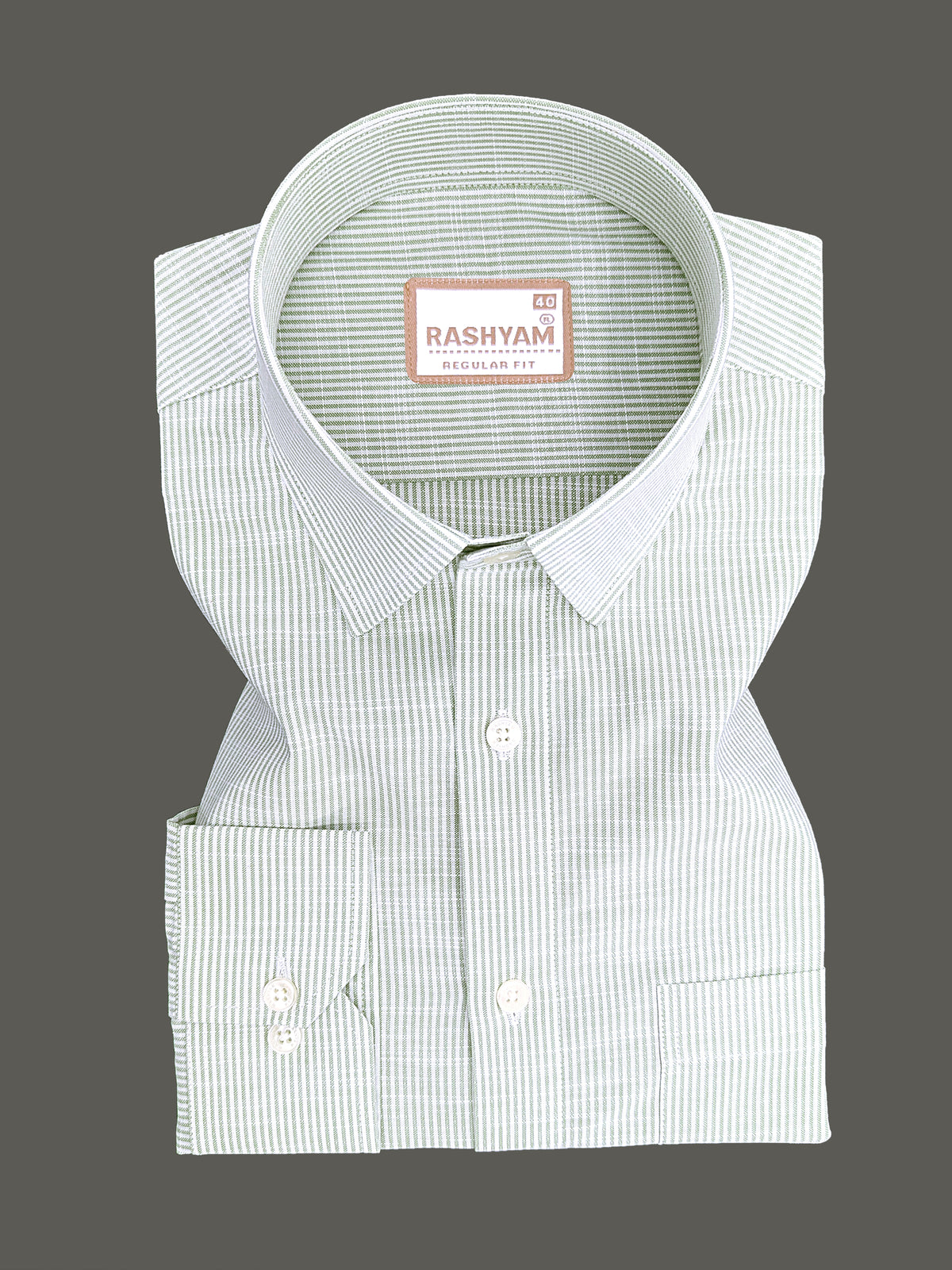 Italian Linen Elowen Avocado Multistrip On White Formal Shirt