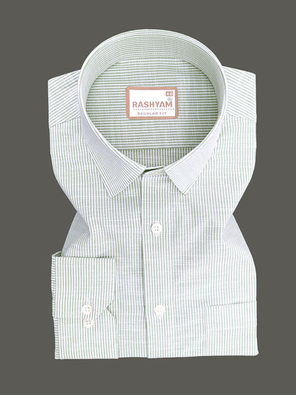 Italian Linen Elowen Avocado Multistrip On White Formal Shirt
