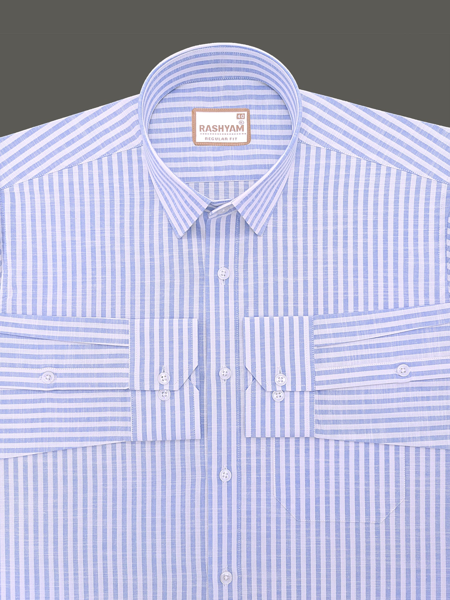 Italian Linen Elowen Skyblue Line On White Formal Shirt