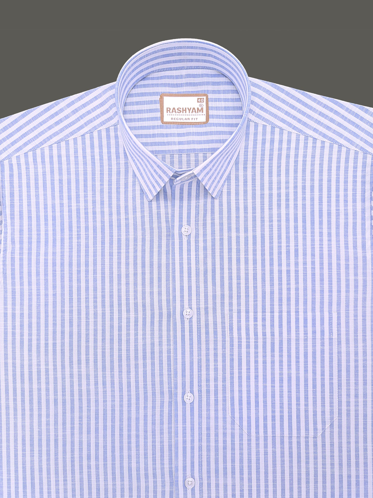 Italian Linen Elowen Skyblue Line On White Formal Shirt