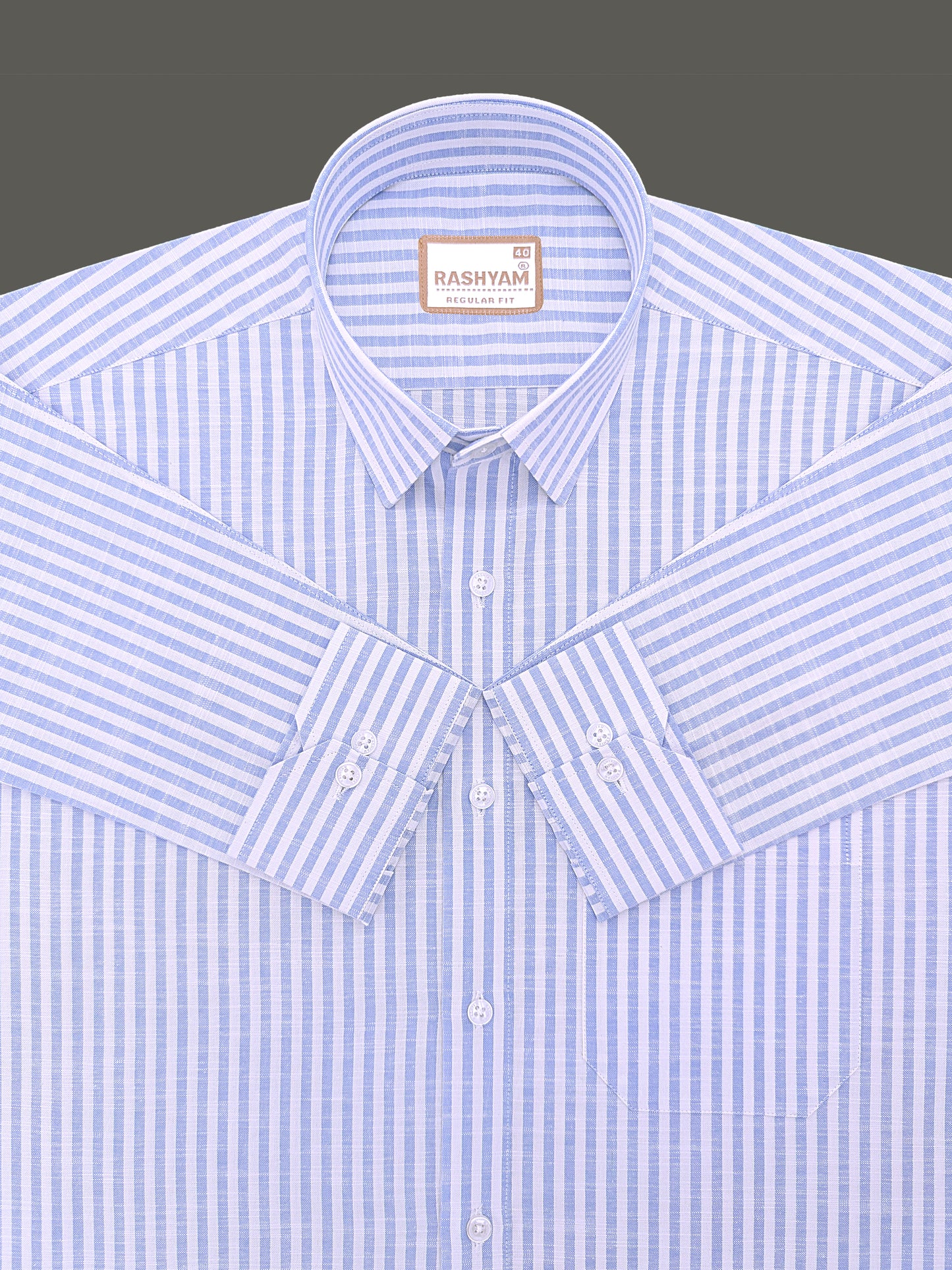 Italian Linen Elowen Skyblue Line On White Formal Shirt