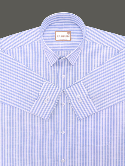 Italian Linen Elowen Skyblue Line On White Formal Shirt