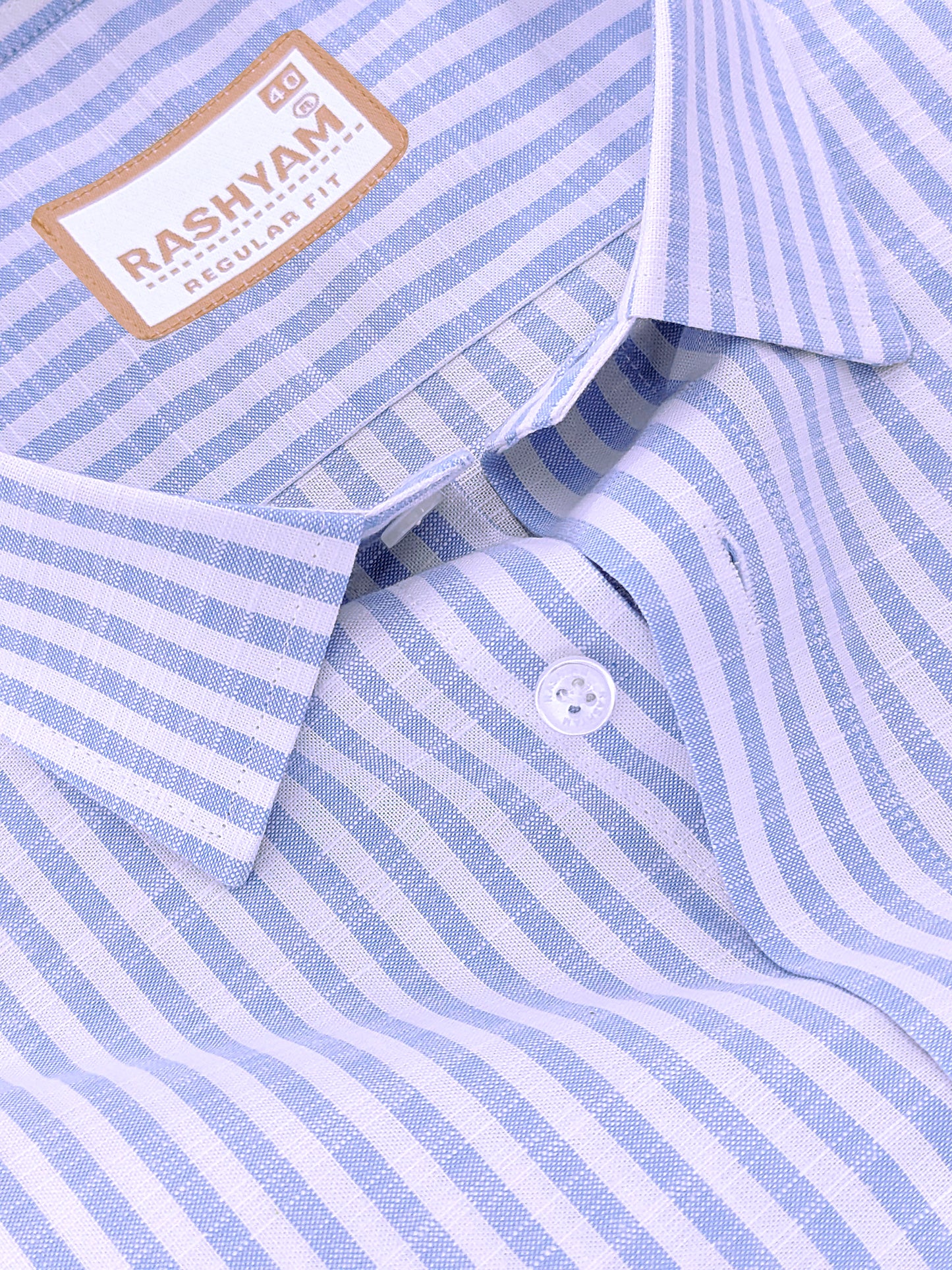 Italian Linen Elowen Skyblue Line On White Formal Shirt