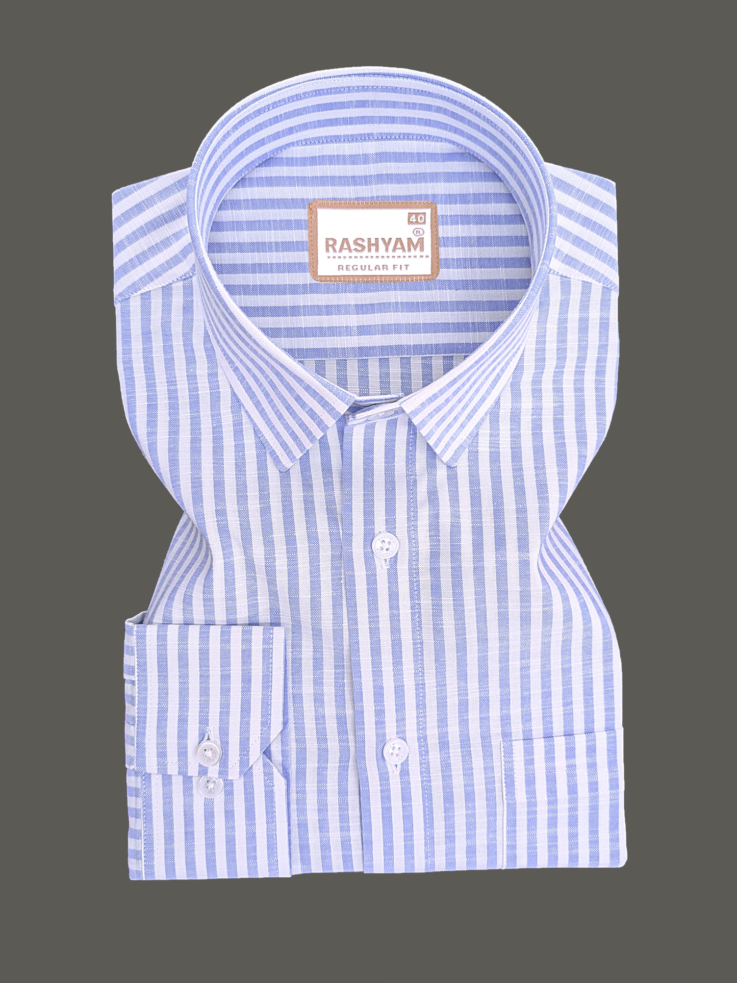 Italian Linen Elowen Skyblue Line On White Formal Shirt