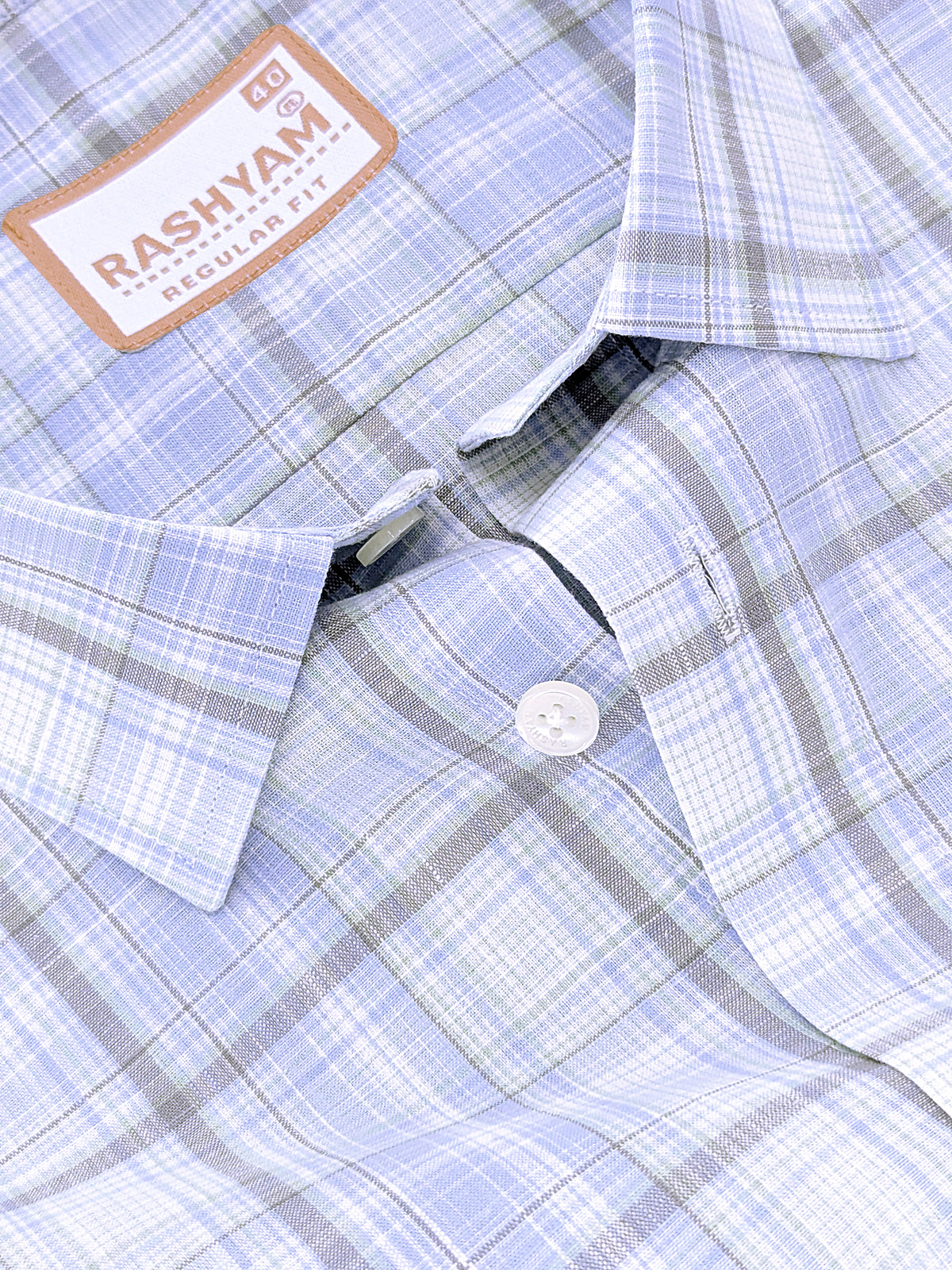 Finest Cotton Cherasco Greyish And Skyblue Multichecks Formal Shirt