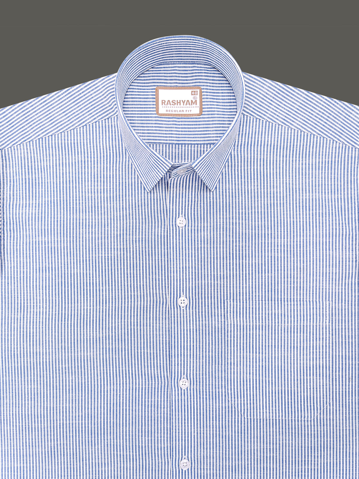 Italian Linen Elowen Blue Multistripe On White Formal Shirt