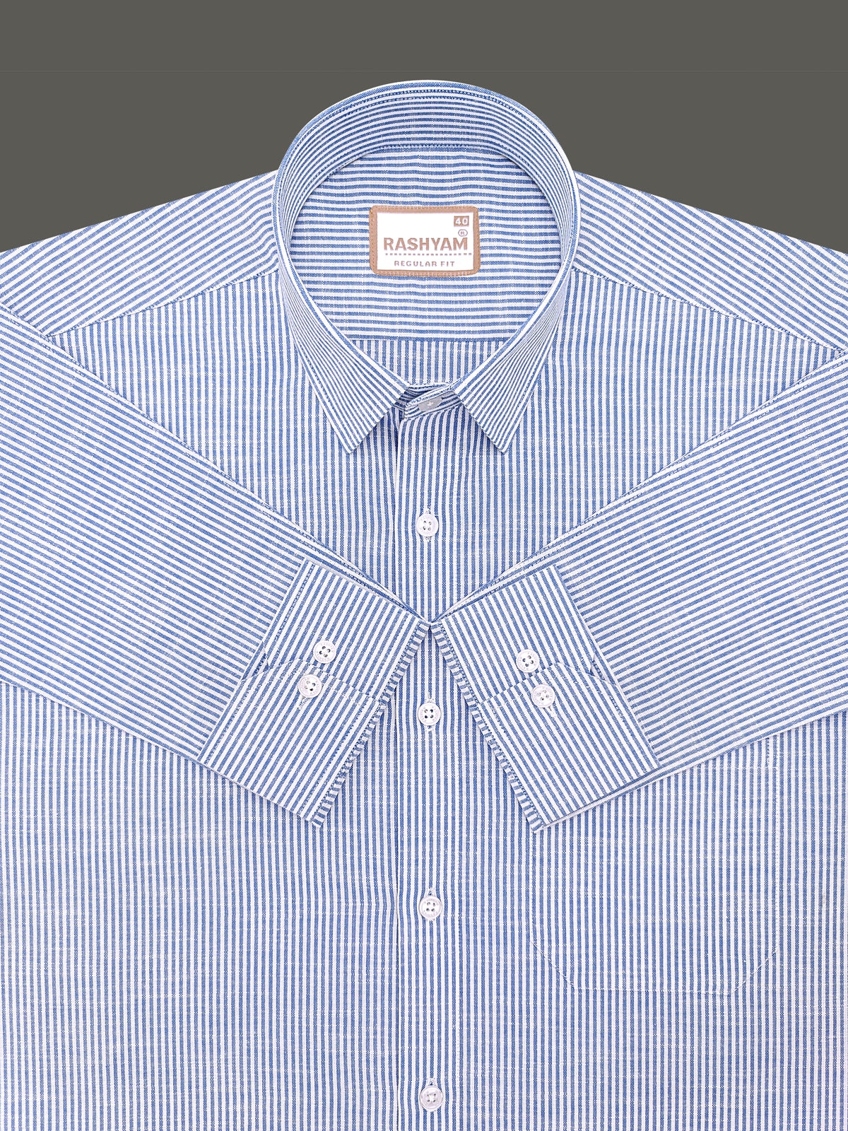 Italian Linen Elowen Blue Multistripe On White Formal Shirt