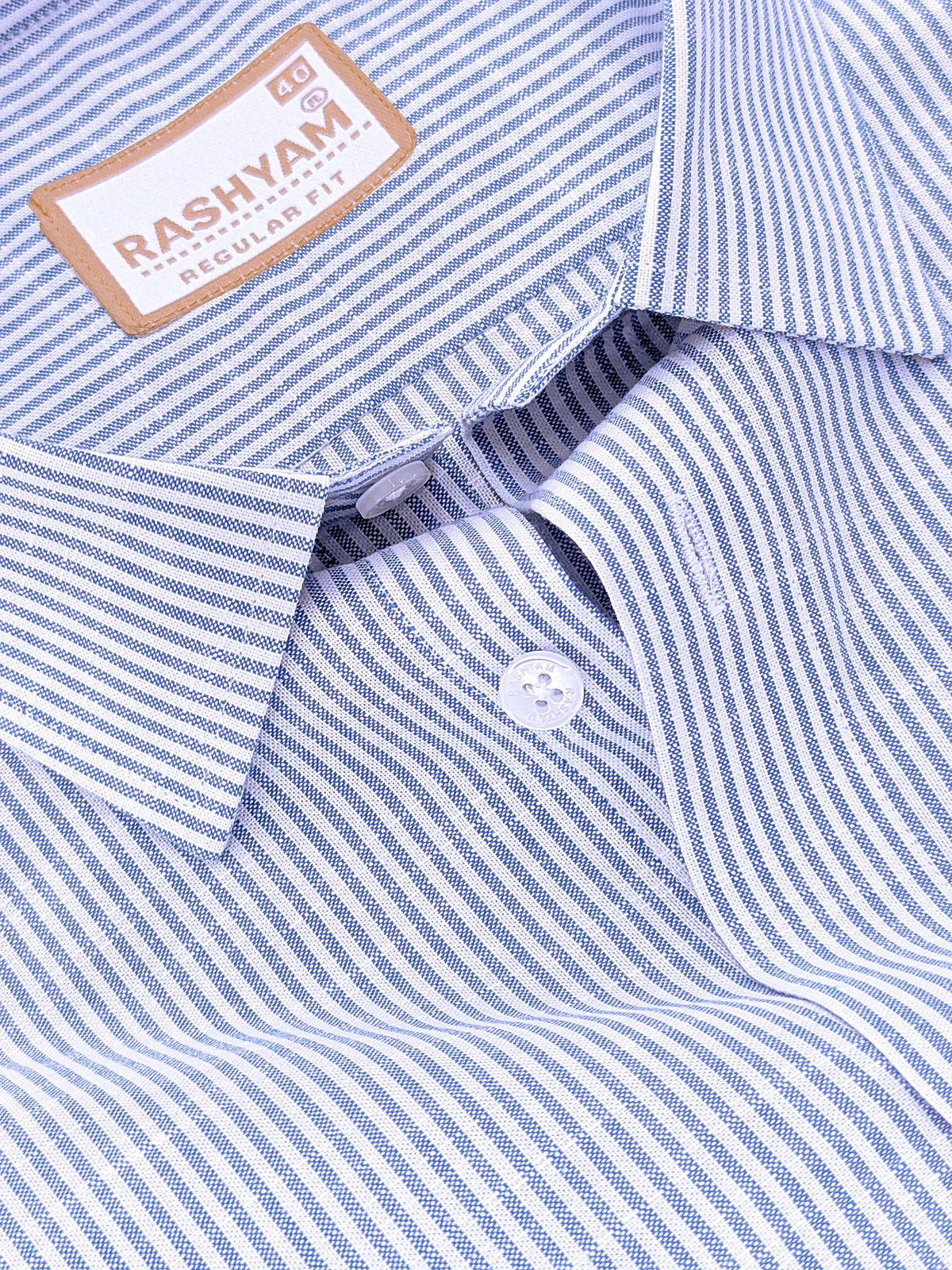 Italian Linen Elowen Blue Multistripe On White Formal Shirt