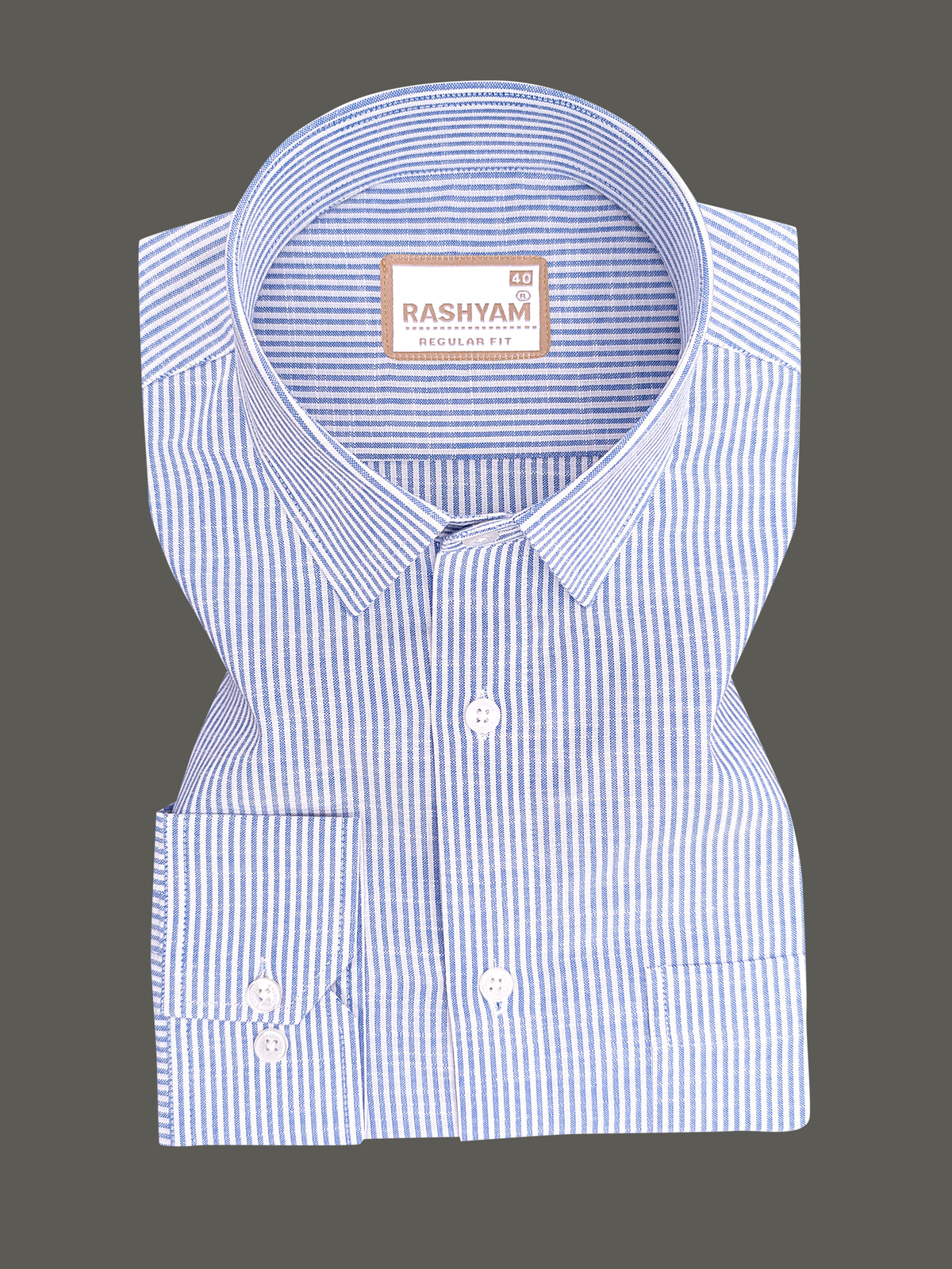 Italian Linen Elowen Blue Multistripe On White Formal Shirt