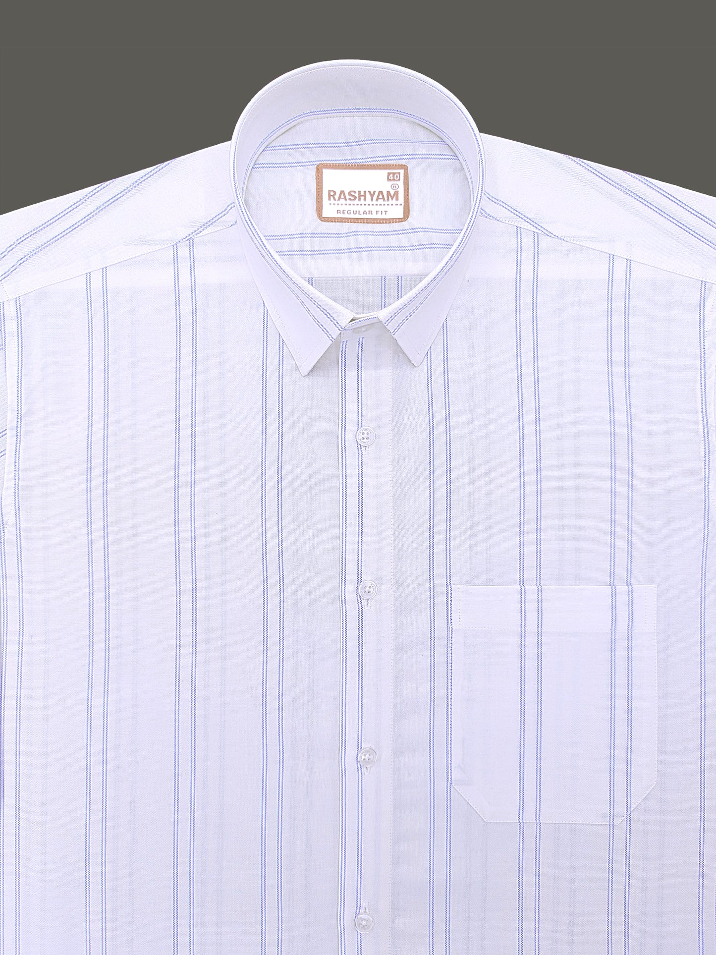 Oxford Cotton Zodiac Luxury Blue Double Line On White Formal Shirt