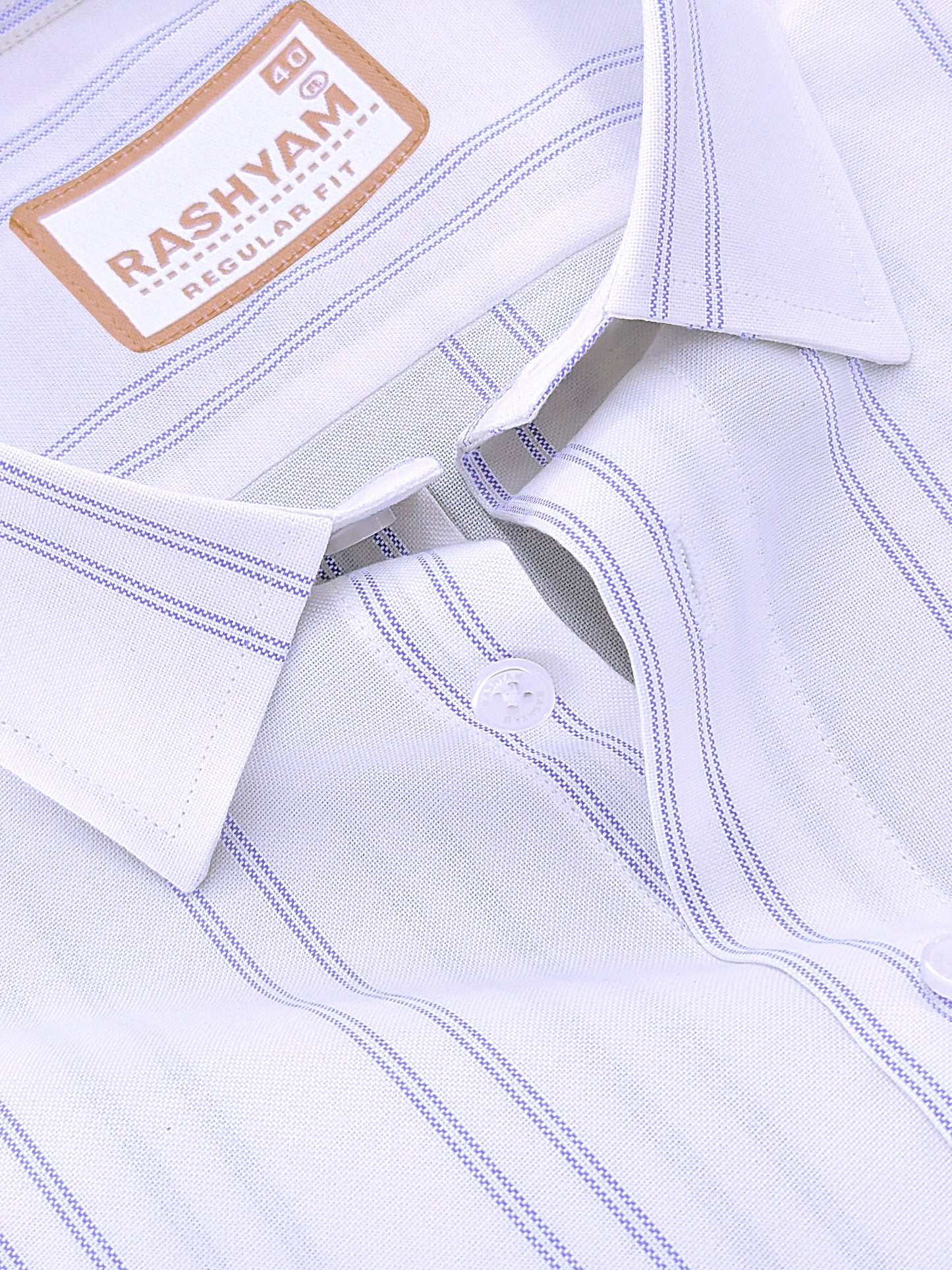 Oxford Cotton Zodiac Luxury Blue Double Line On White Formal Shirt