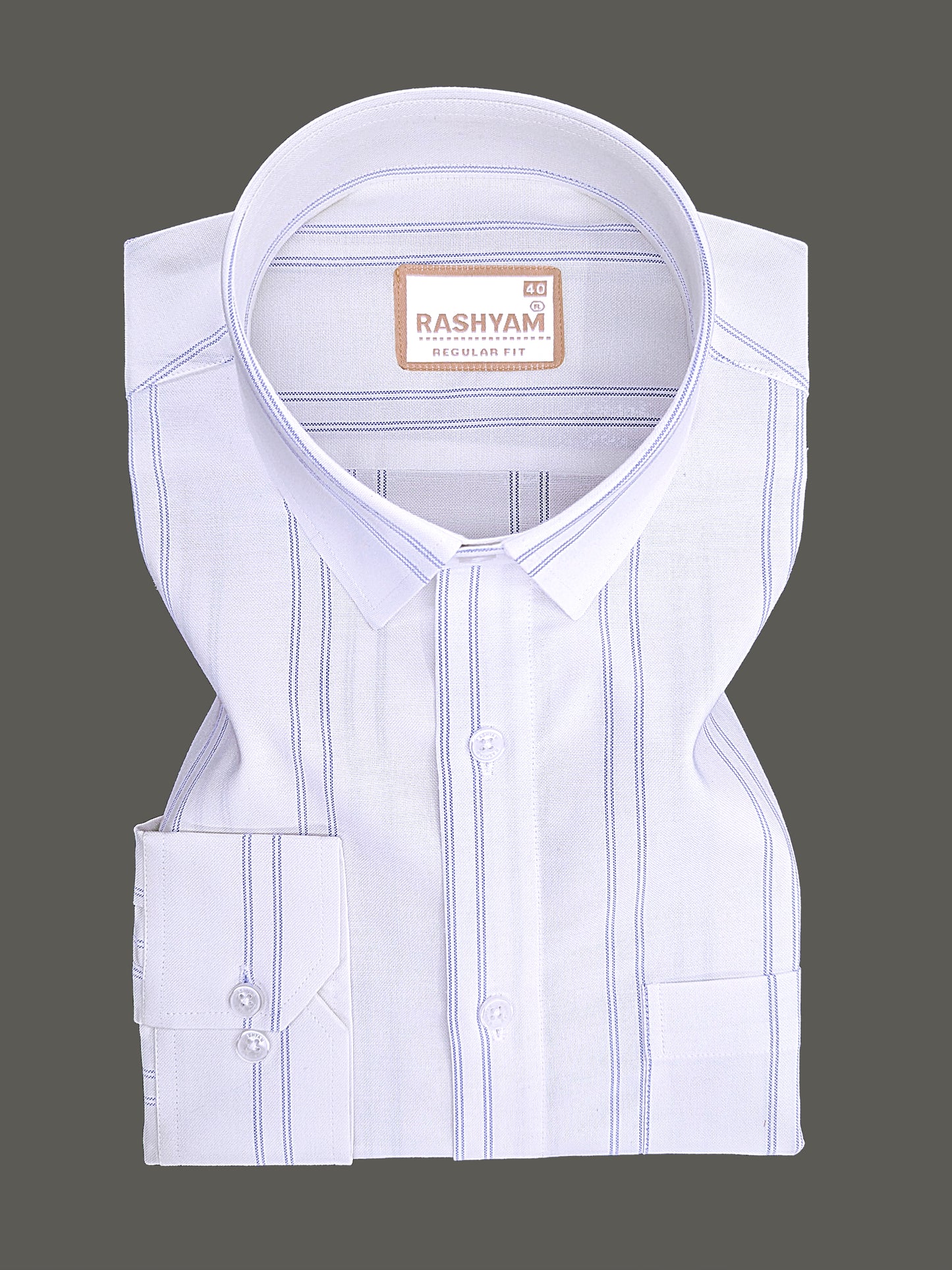 Oxford Cotton Zodiac Luxury Blue Double Line On White Formal Shirt