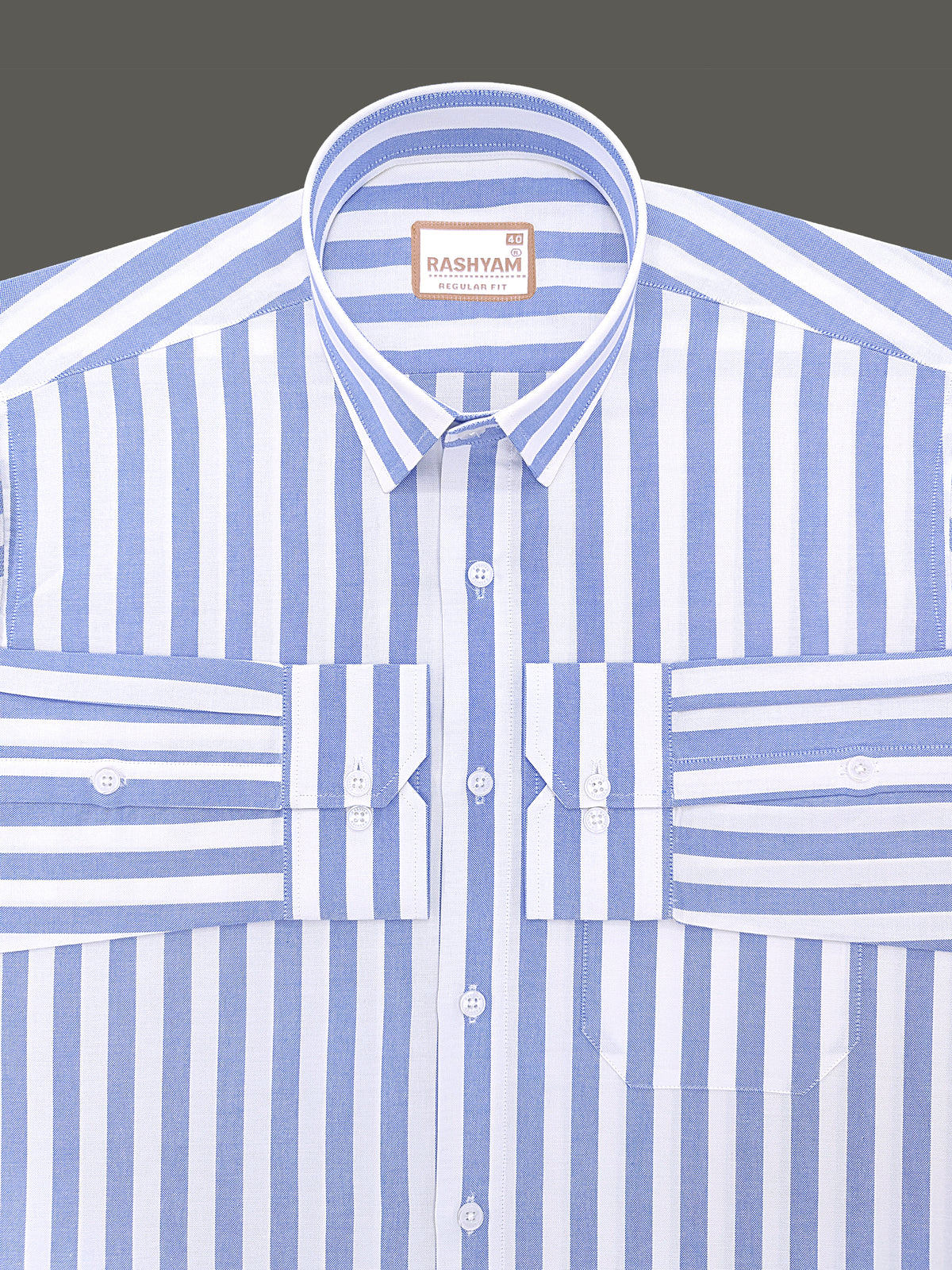Oxford Cotton Zodiac Blue And White Stripe Formal Shirt