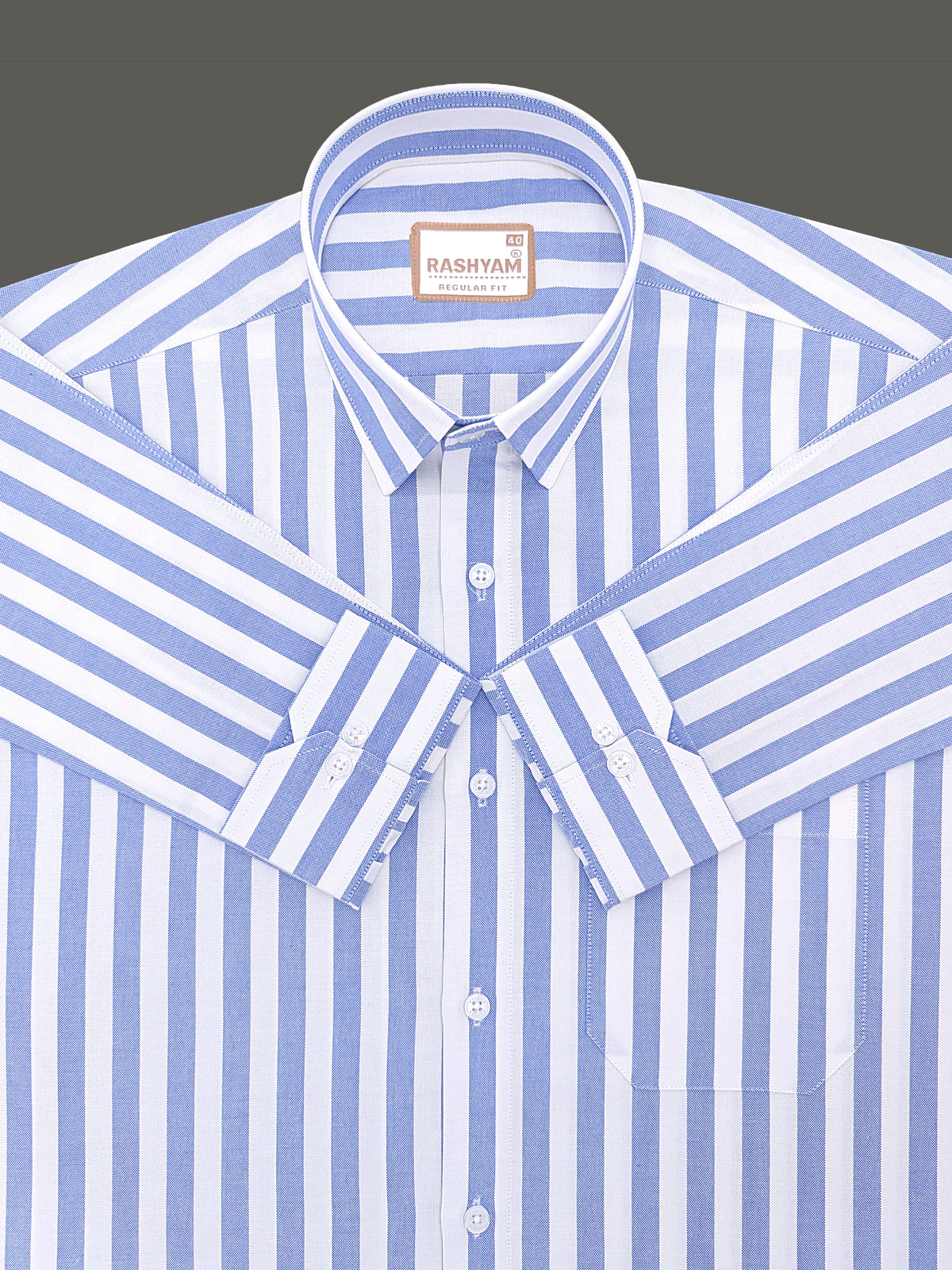 Oxford Cotton Zodiac Blue And White Stripe Formal Shirt