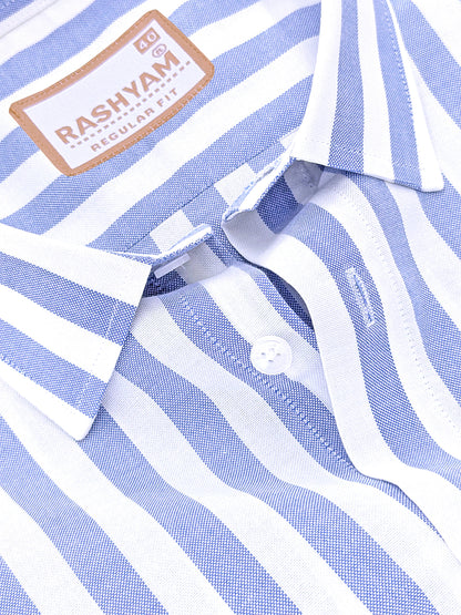 Oxford Cotton Zodiac Blue And White Stripe Formal Shirt