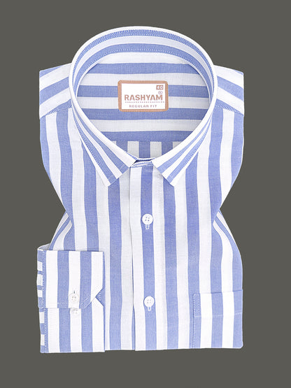 Oxford Cotton Zodiac Blue And White Stripe Formal Shirt