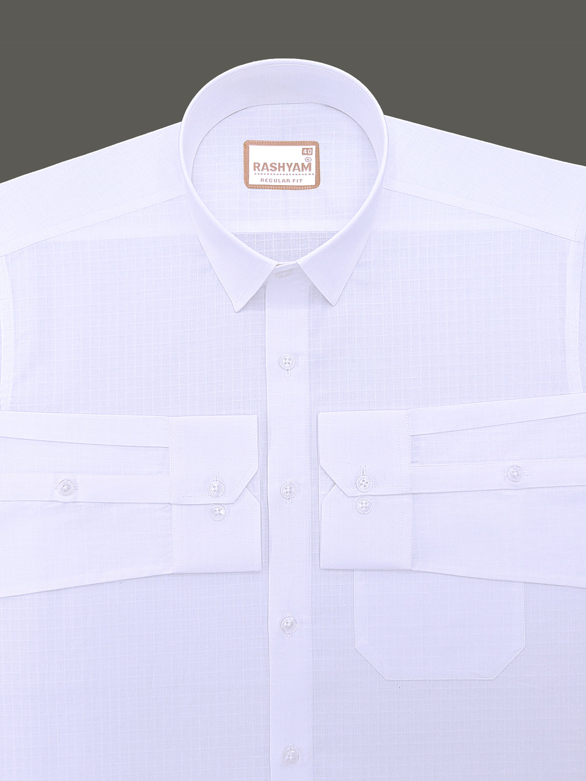Premium Cotton Portelle White Designer Checks Formal Shirt