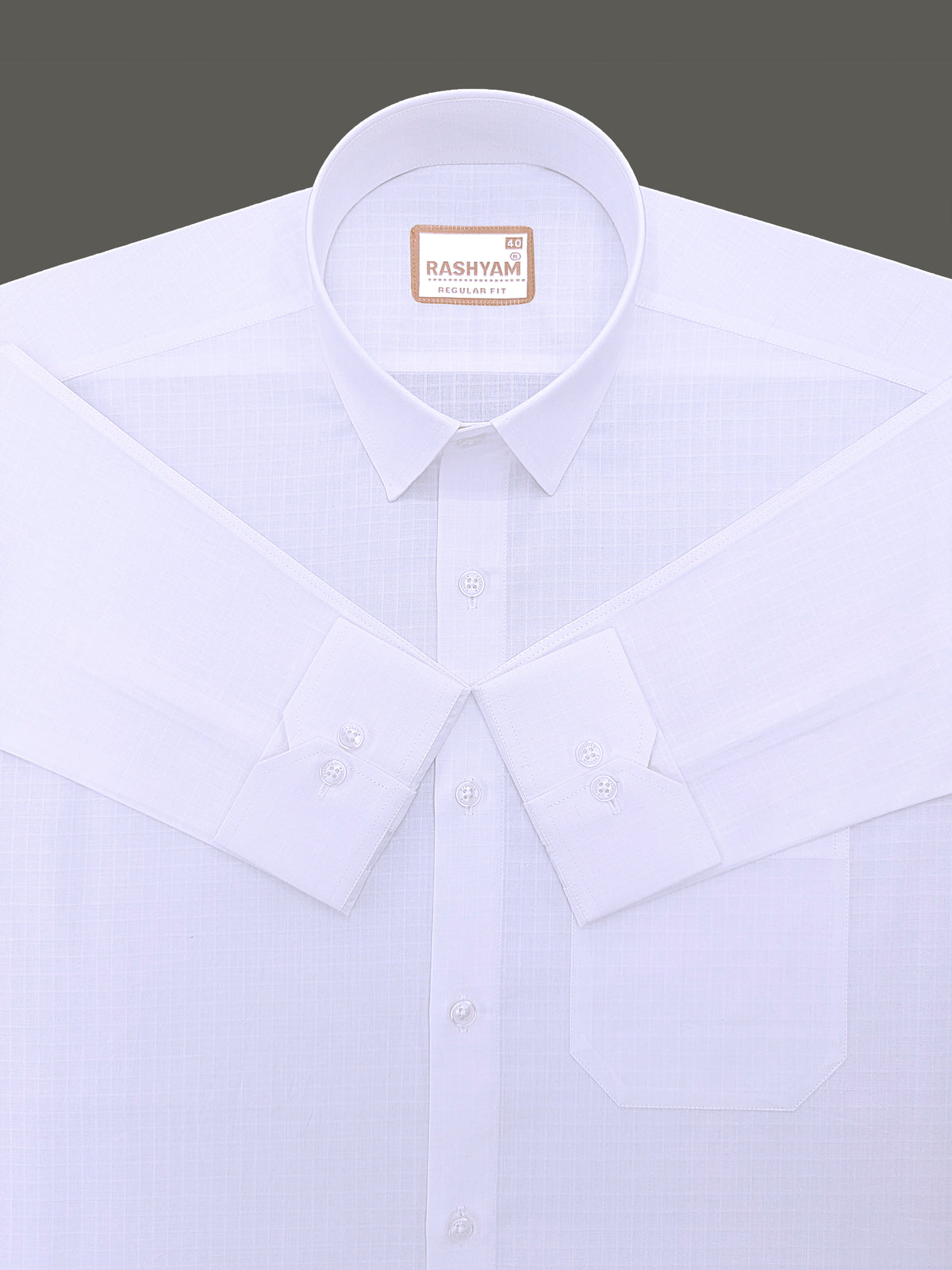 Premium Cotton Portelle White Designer Checks Formal Shirt