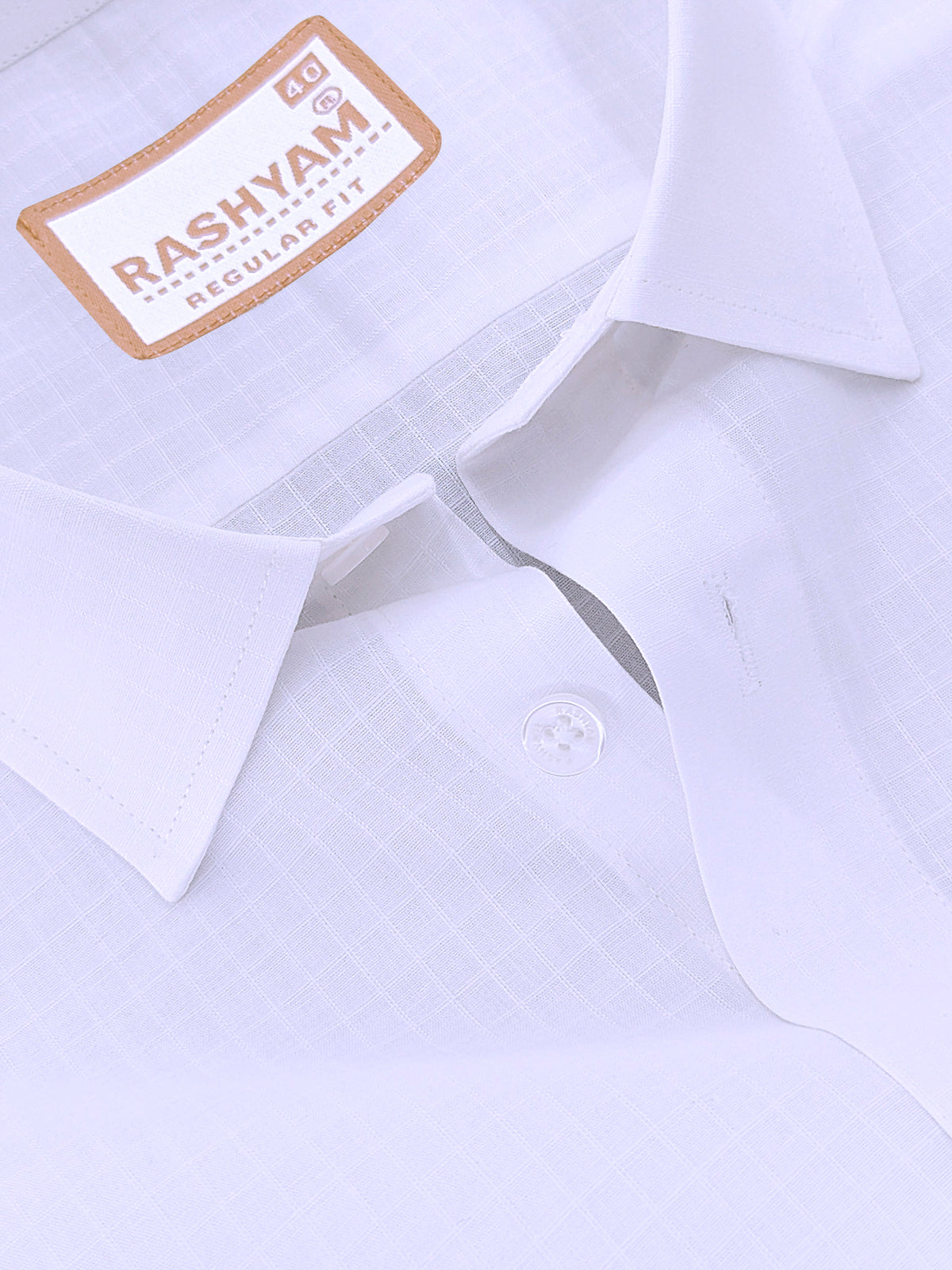 Premium Cotton Portelle White Designer Checks Formal Shirt