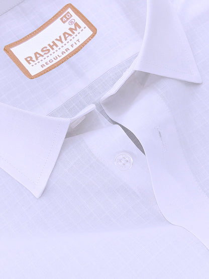 Premium Cotton Portelle White Designer Checks Formal Shirt
