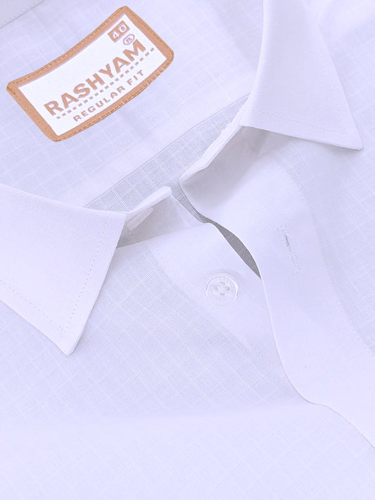 Premium Cotton Portelle White Designer Checks Formal Shirt