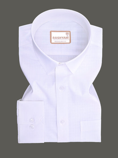 Premium Cotton Portelle White Designer Checks Formal Shirt